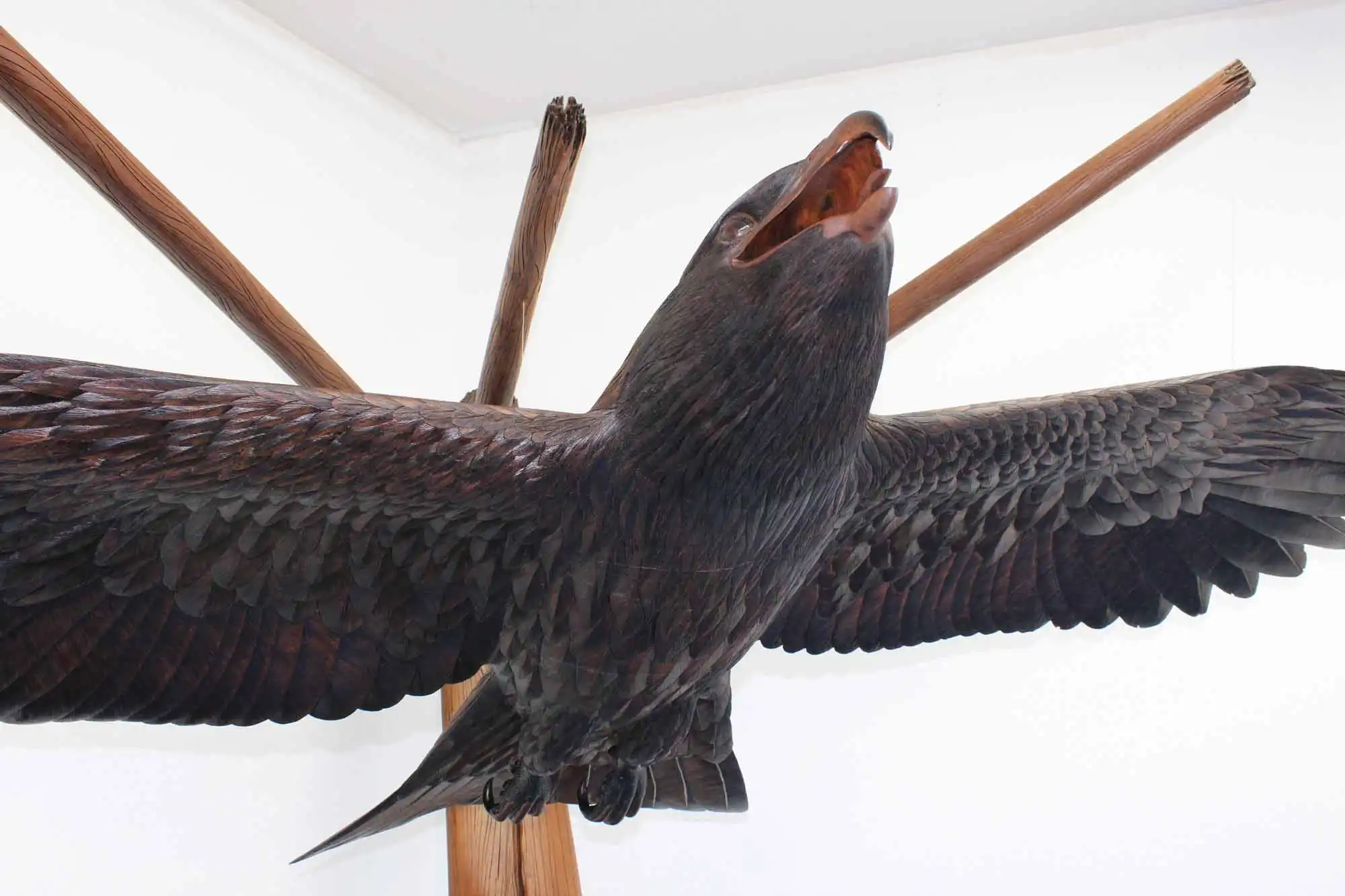 Golden Eagle In Flight woodcarving sculpture